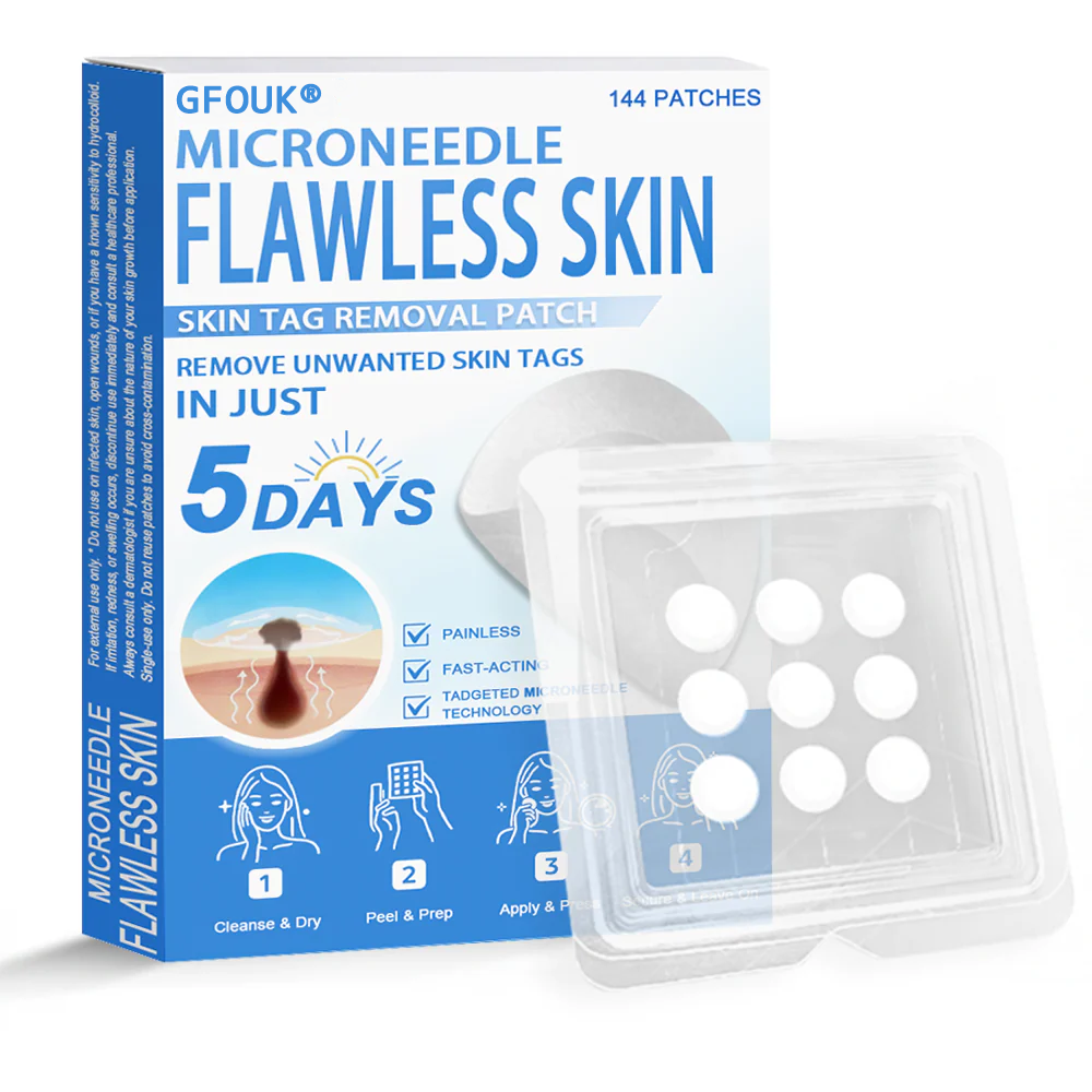 🎁 GFOUK® 2-in-1 Microneedle & Hydrocolloid Patch | Raised Moles,Acne, Flat Warts & Skin Tags Remover | Improves Wrinkles, Scars & Blemishes | Invisible Pimple Patches for Face & Body | 144 Count