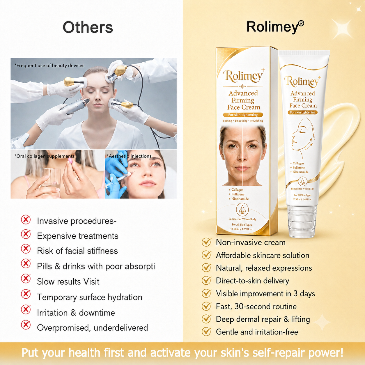 🎁💝Rolimey® Collagen Peptides Fullerene Cream, 2026 Upgraded 5-in-1 Model Tighten & Lift Cream for Crepey Skin, Wrinkles and Tightening for Skin Types