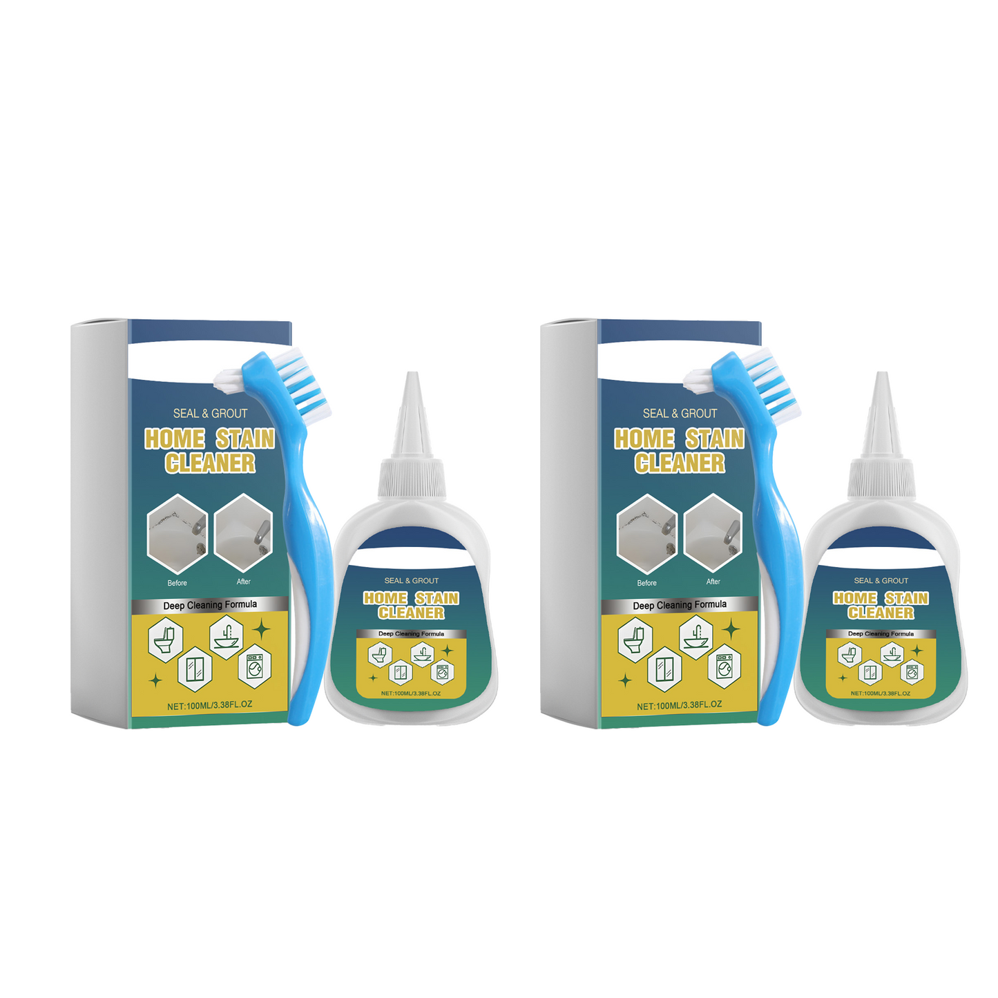 Isilila® Household Stain Remover Gel 🧴, Deep Cleaning Gel with Brush 🧽, perfect for tile grout 🏠, washing machine seals 🧺, refrigerator rubber ❄️, wall and shower stains 🚿