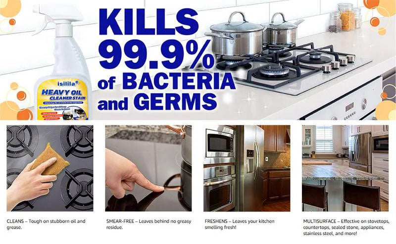 Isilila®All Purpose Kitchen Heavy Oil Cleaning Agent-Antibacterial Spray for Countertops, Ovens, and Appliances