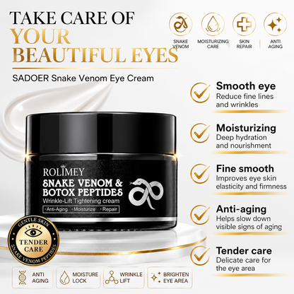🔥 (Made in USA) - Rolimey® Snake Venom Peptide & Botox Wrinkle-Lift Tightening eye Cream with Collagen Peptides, 2026 New Tighten & Lift Cream for Face & Eye Area, for under-eye bags, fine lines around the eyes, dark circles, and sagging skin
