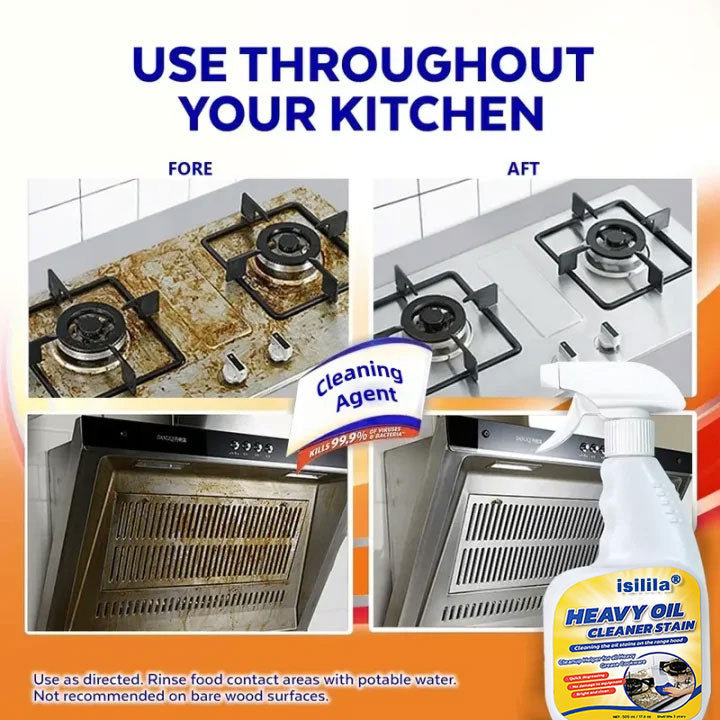 Isilila®All Purpose Kitchen Heavy Oil Cleaning Agent-Antibacterial Spray for Countertops, Ovens, and Appliances