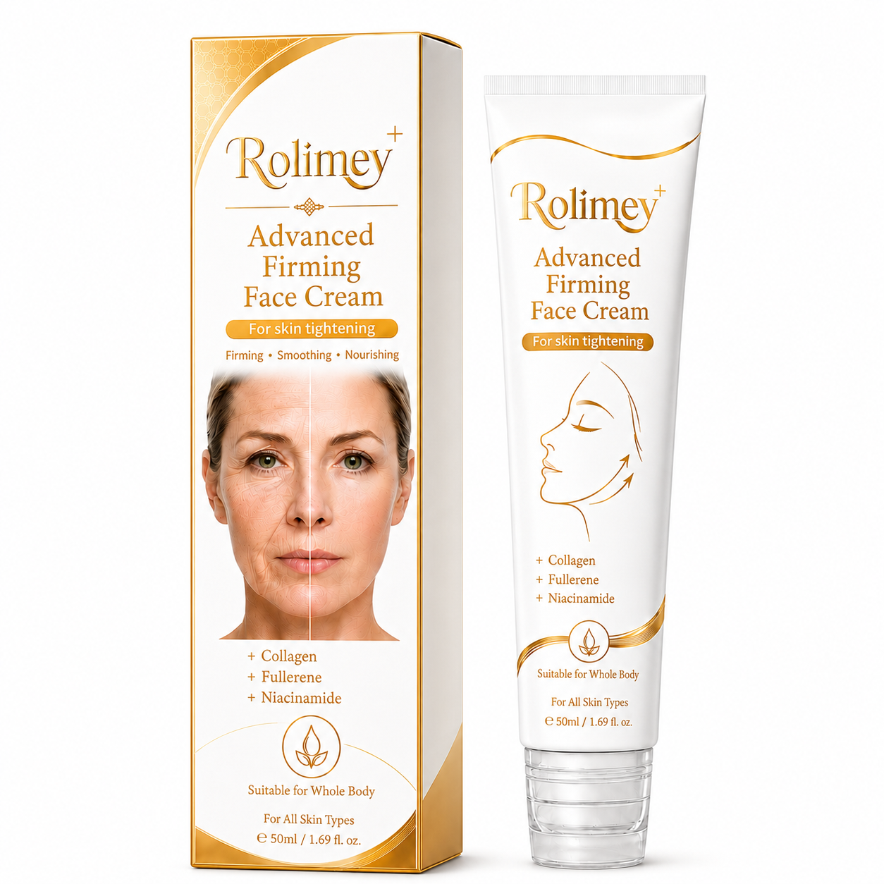 🎁💝Rolimey® Collagen Peptides Fullerene Cream, 2026 Upgraded 5-in-1 Model Tighten & Lift Cream for Crepey Skin, Wrinkles and Tightening for Skin Types